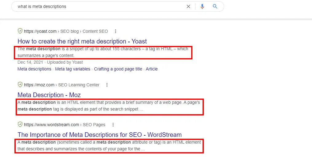 ما هي الأوصاف التعريفية Meta Descriptions