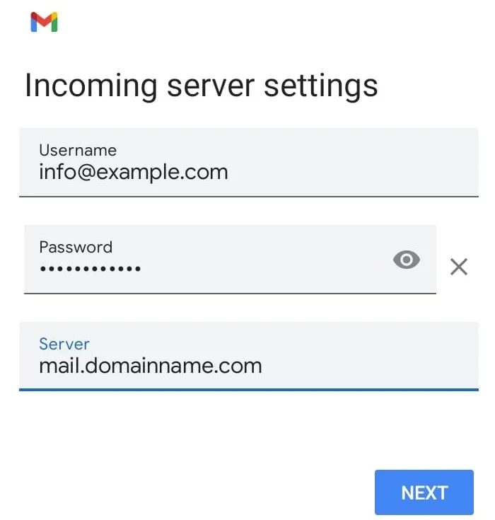 فتح ايميل info على الهاتف المحمول